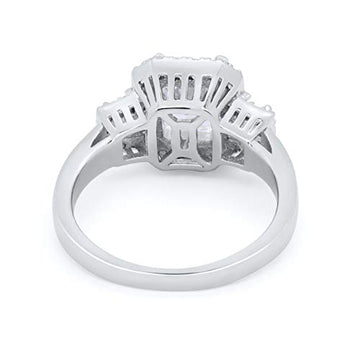 Three Stone Baguette Wedding Ring Simulated CZ 925 Sterling Silver